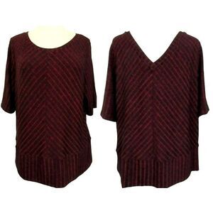 GAP Pullover V-Back Knit Top Sz XXL Red & Black Chevron Pattern Plus Size NEW